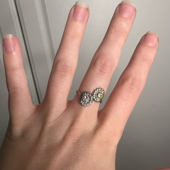 Sunflower Toi Et Moi Diamond Peridot 14k White Gold Ring 5 - Picture 11 of 13